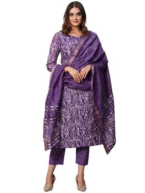 Buy Anni Designer Womens Cotton Blend Straight Printed Kurta With Pant