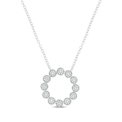 Multi Diamond Eternity Circle Necklace 13 Ct Tw Sterling Silver 18 Kay