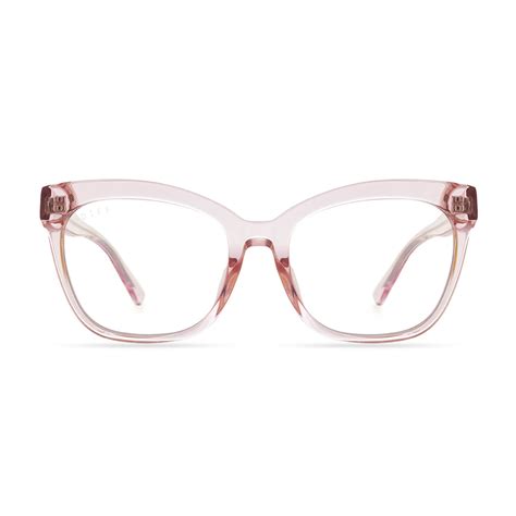 Winston Cat Eye Prescription Glasses Light Pink Crystal Diff Eyewear