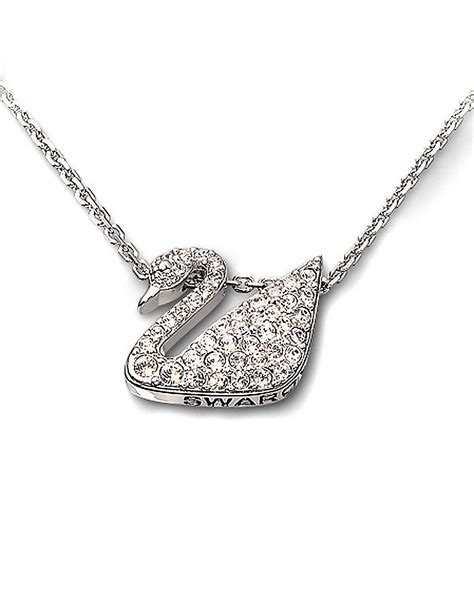 Lyst Swarovski Crystal Swan Pendant Necklace In Metallic