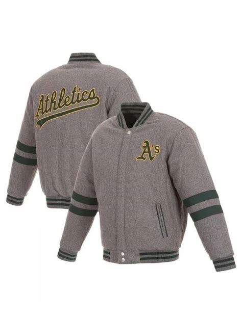 Oakland Athletics Letterman Grzay Wool Jacket Genuine Leather Jackets