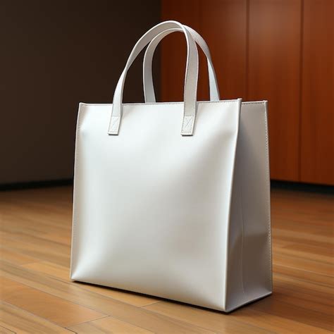 Bolsa De Compras De Papel Blanco En Blanco Sobre Fondo Gary Mock Up D