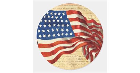 Patriotic American Flag Classic Round Sticker | Zazzle