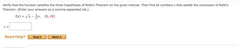 Solved Verify That The Function Satisfies The Three