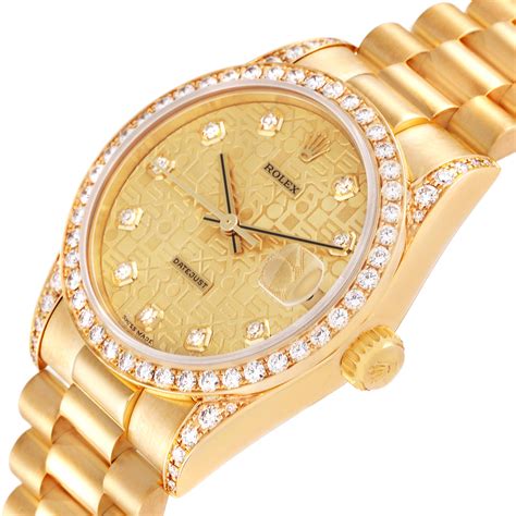 Rolex President Midsize Yellow Gold Diamond Ladies Watch 68158 Box Papers Swisswatchexpo