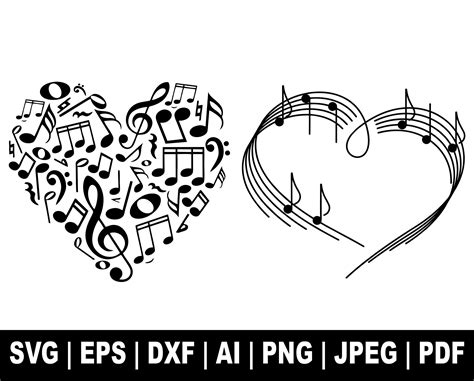 Free Music Notes Heart Clipart Download Musical Heart Symbols