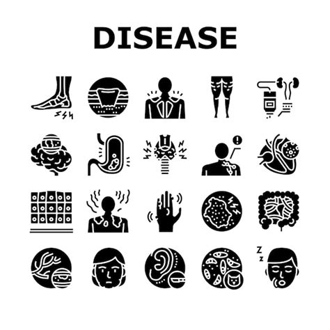 Premium Vector Disease Human Problem Collection Icons Set Vector