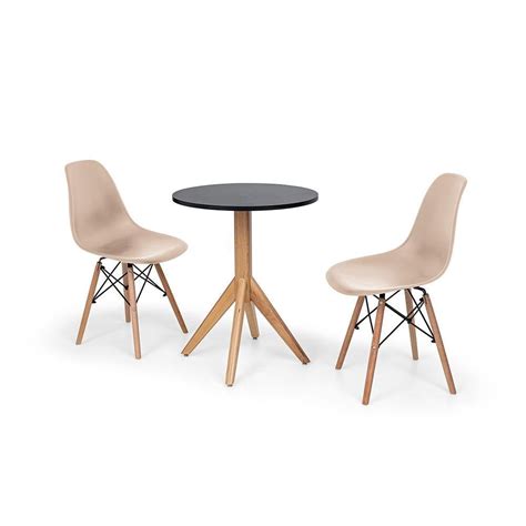 Conjunto Mesa De Jantar Mait Cm Preta Cadeiras Nude Submarino