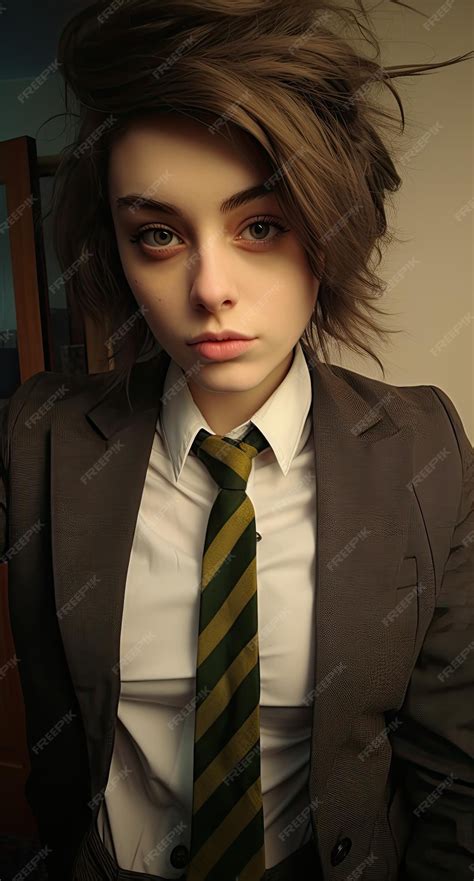 Premium Ai Image A Woman In A Suit And Tie