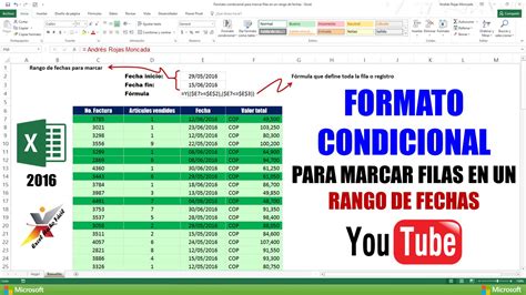 Formato Condicional Para Marcar Filas En Un Rango De Fechas Youtube