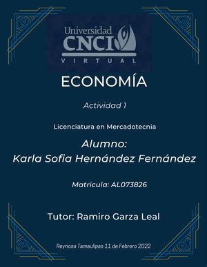 Actividad Econom A Cnci Tutor Ramiro Garza Leal Curso Econom A