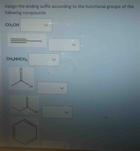 Solved Assign The Ending Suffix According To The Functional Groups Of