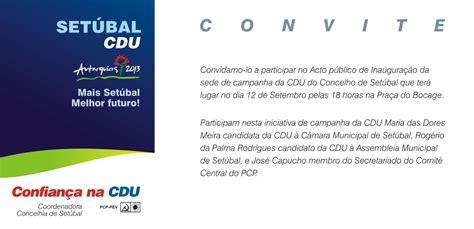 Cravo Vermelho Convite Inaugura O Sede Campanha Cdu Set Bal