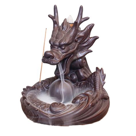 Traditional Chinese Dragon Shaped Backflow Incense Burner Ceramic Smoke