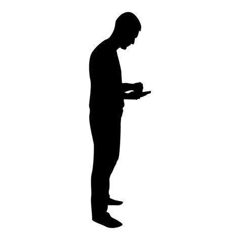 Silhouette Man Holding Smartphone Phone Playing 5218069 Vector Art At