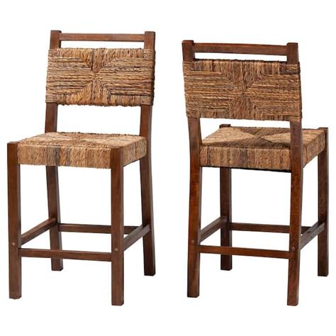 Bali And Pari Cordoba 23 7 In Natural Seagrass And Teak Wood Counter Stool Set Of 2 249 2p