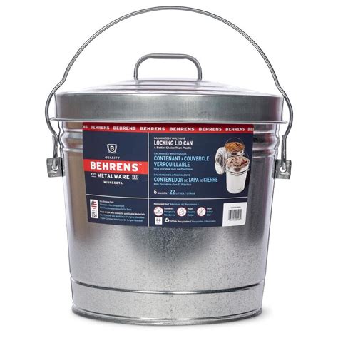 Behrens 6-Gallon Galvanized Steel Trash Can with Lid at Lowes.com