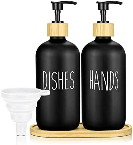 JTOOYS Soap Dispenser 2Pcs Hand And Dish Dispenser Set With Wooden