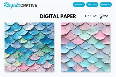 Mermaid Scale Digital Paper Mermaid Scale Background