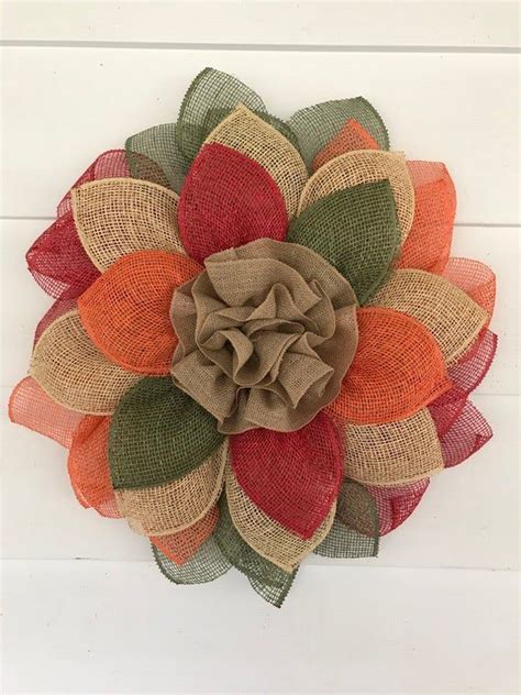 Fall Autumn Poly Burlap Wreath Etsy Burlap Wreath Diy Burlap