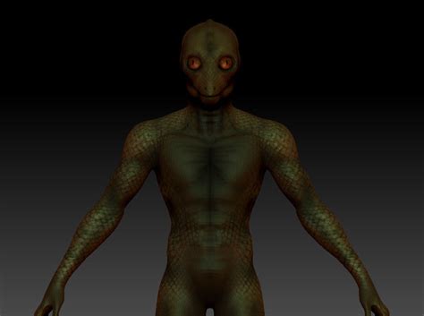 Reptilian Alien Classic Lizard Man Aliens Free VR AR Low Poly