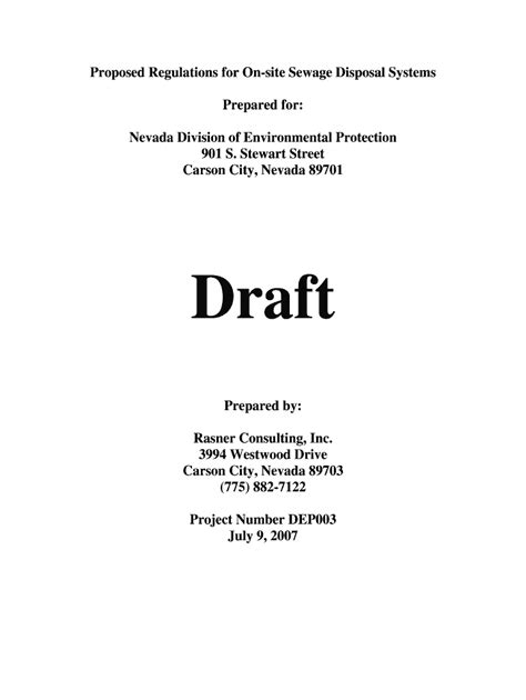 Fillable Online Ndep Nv Proposed Regulations For On Site Sewage