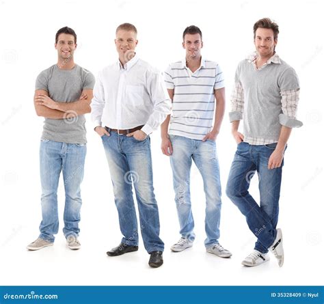 Full Length Portrait Of Group Of Young Men Stock Image Image 35328409