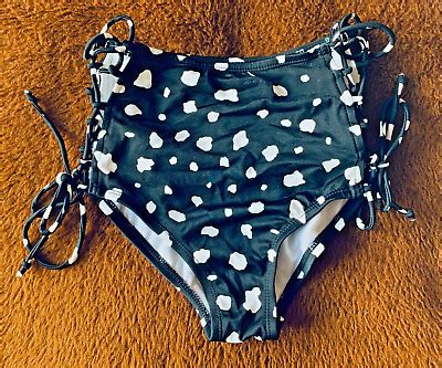 SUNDAZED High Waisted Swimsuit Bottom Drawstring Lace Up Side Bikini