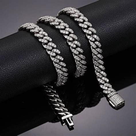 Buy 8MM Moissanite Iced Out Cuban Link Chain DEF VVS Moissanite Online