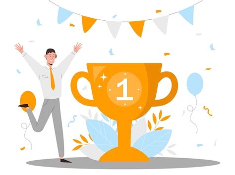 Premium Vector Man With Trophy