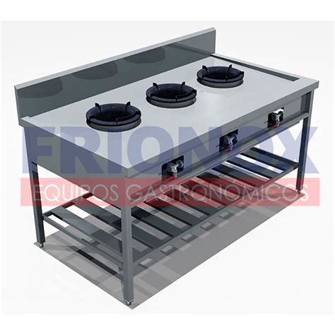 COCINA A GAS DE 03 QUEMADORES WOK FRIONOX