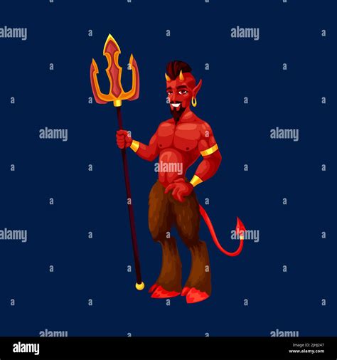 Cartoon Devil Spooky Halloween Character Creepy Imp Personage Vector