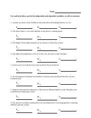 Variables Worksheet Docx Name For Each Item Below Specify The