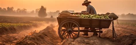 Premium AI Image | farmer harvests in the field autumn harvest season