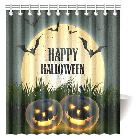 Mypop Halloween Shower Curtain Halloween Themed Asymmetric Caste With