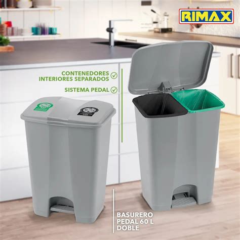 Basurero 60L Doble Negro Verde 12208 Xp RIMAX La Súper Económica