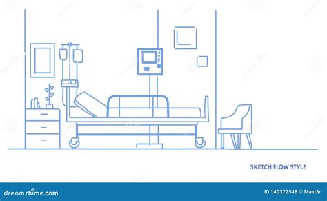 Hospital Room Interior Intensive Therapy Patient Ward With Bed Empty No