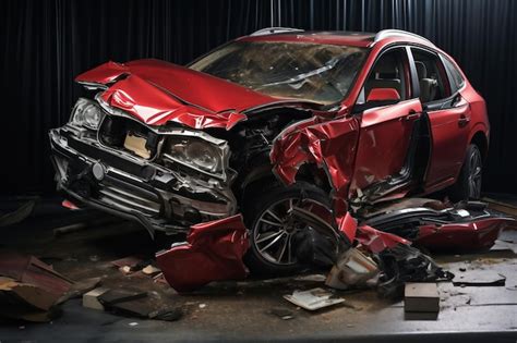 Coche Destruido Tras Un Accidente Accidente De Coche En La Calle Coche