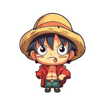 Cartoon One Piece Stickers With A Hat Vector Luffy Sticker Cartoon