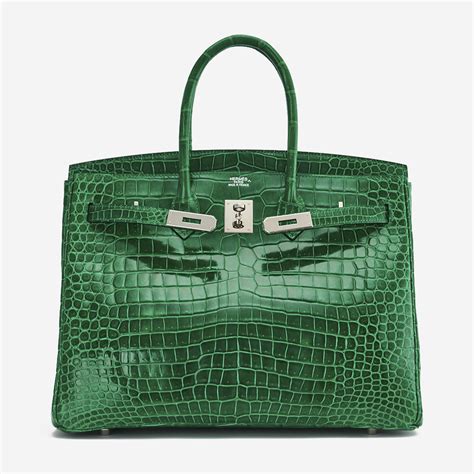 Herm S Birkin Crocodile Porosus Vert Emeraude Sacl B