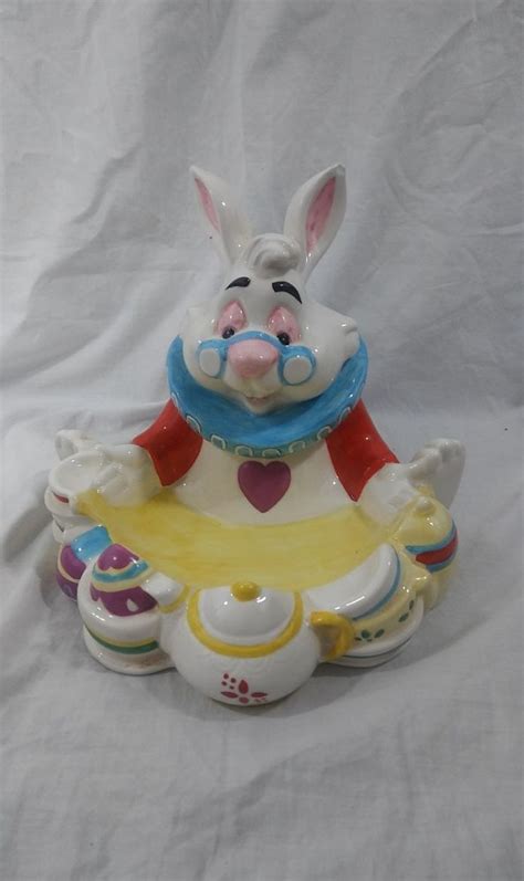 Alice In Wonderland Disney White Rabbit Candy Dish Ceramic