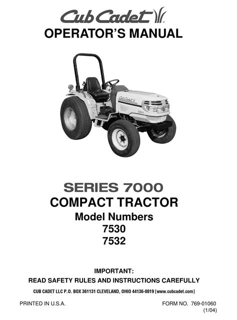 Cub Cadet 7530 Operators Manual Pdf Download Manualslib