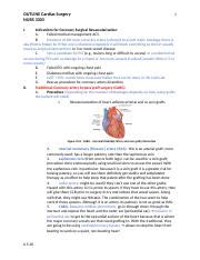 OUTLINE CV Surgery Complex Docx OUTLINE Cardiac Surgery NURS 3305 1 I