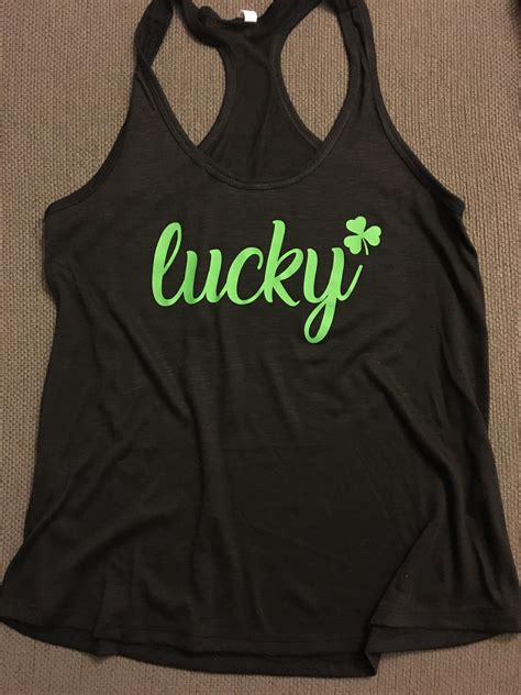 Womens Lucky Racerback Tank Top St Patricks Day Shamrock Tank Tops