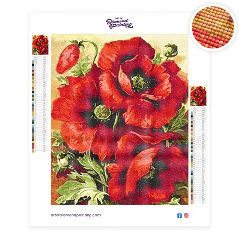 Red Poppy Flower Acrylic Diy Diamond Painting Diamond Painting Kits