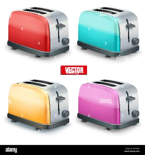 Set Of Bright Toasters Vector Isolated On White Background Stock