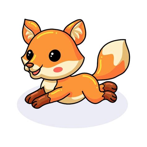 Mignon Petit Renard Dessin Animé Sautant Vecteur Premium