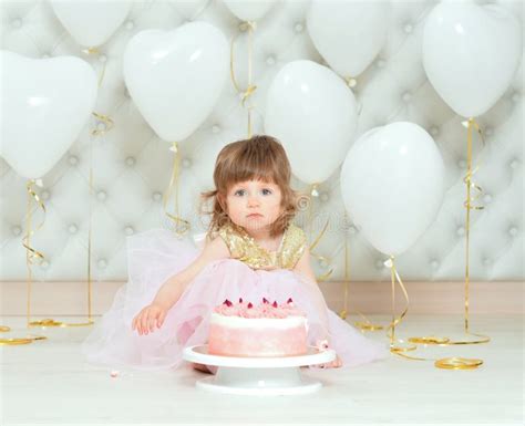 Baby Girl with Cake on Her Birthday Stock Image - Image of expression ...