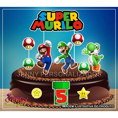 Topo Topper De Bolo Personalizado Super Mario Shopee Brasil