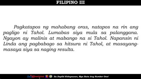 FILIPINO 3 QUARTER 4 PAGBUO NG BUOD O LAGOM TUNGKOL SA KWENTONG